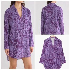 NWT Women's Ted Baker London Flannel Paisley Sleepshirt Size L Night Shirt